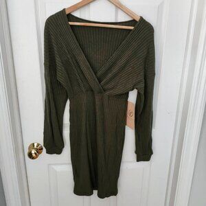 NWT Olive Green V Neck Dress